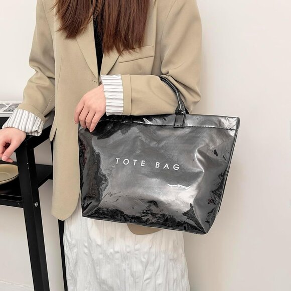 Women's PVC Tote Bag Clear Plastic Large Carry All Handbag for Daily Use - Picture 4 of 7